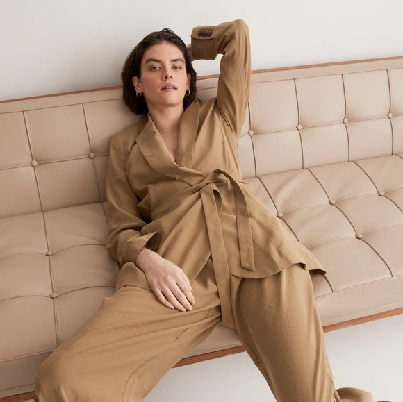 Madewell The Drapey Tie-Waist Olive Blazer XS NWT - Picture 1 of 10